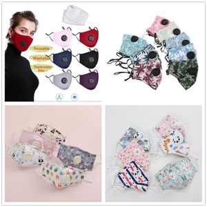 Gesichtsmasken für Erwachsene und Kinder mit Atemventil, Mundmaske aus Baumwolle, wiederverwendbar, staubdicht, Schutzmaske, waschbar, Cartoon-Gesichtsmasken