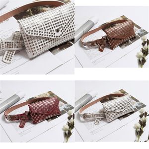 17x10x3cm Rivet Belt Telefone cintura sacos Pillow Forma de bolso cor sólida Virar Bolsa Jeans Punk Ins Belt Mulheres Moda 17yn B2