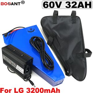 Triângulo bateria de lítio 18650 células 60V 30Ah Bicicleta elétrica 1500W 2500W E-bicicleta para LG com 5A Carregador