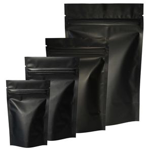High Quality Heat Seal Zip Package Bags Aluminum Foil Mylar Tear Notch Matte Black Stand Up Bag Wholesale