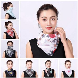 Floral Print Windproof Scarf Fashion Anti-UV Outdoor Sport Cycling Face Mask Women Lady Summer Neckerchief Adjustable Neck Protector LJJP224