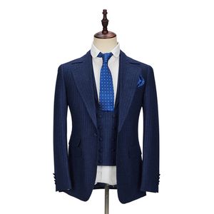 Navy Blue Men Suits 3 Pieces Tailor-made Suit Costume Business Latest Design Casual Groom Wedding Party Suits