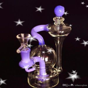 hot sell 6"Hookahs Recycler Dab Rig Wax Herb Tobacco Glass Bongs hookahs Oil Rig Water pipe