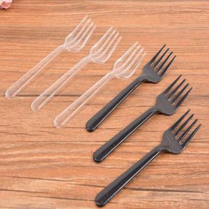 3000pcs Plastic Disposable 3.9" Mini Clear Black Fork Plastic Small Fruit Fork Pick Party Dessert Cake Cupcake Buffet 12CM