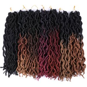 Ombre Goddess Faux Locs Capelli all'uncinetto 18 pollici Estensioni dei capelli intrecciati sintetici Dreadlocks morbidi Capelli per donna US EU UK GB AU