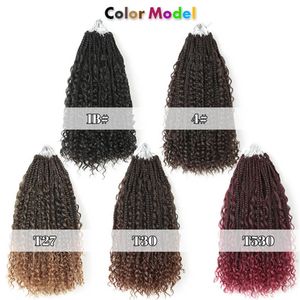 22 tum Boho Box Braids Box Braids Crotchet Hair With Curls Ends Syntetisk Braiding Hair Extension Ombre Goddess Crochet Braids