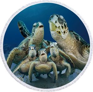 Das neueste runde Strandtuch in der Größe 150 cm, 10.000 Stile zur Auswahl, Schal-Badetücher mit Schildkröten-Print in 3D, unterstützt individuelles Logo