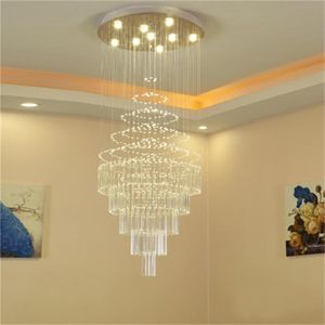 LED pendant light duplex building staircase crystal ceiling lamp villa staircase long chandelier living room led crystal chandelier lighting