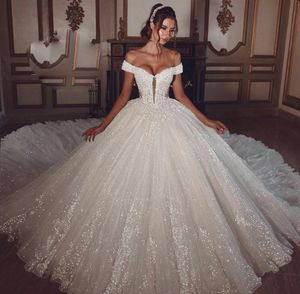 Luxury Beading Wedding Dresses for Girls Men Women Bridal Ball Gowns Off Shoulder Princess Lace Appliques Wedding Gowns Petites Plus Size