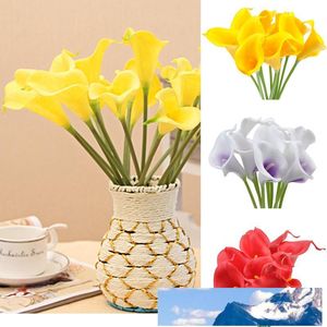20 pezzi / lotto Artificiale Calla Lily Wedding Flower PU Real Touch Bouquet Home Decorative bulbos de callas forniture per feste evento