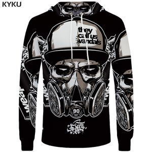 KYKU Skull Hoodie Men Black Military Hoodies Anime Clothes Punk Rock Metal 3d Print Sweatshirt Casual Mens Clothing Streetwear CX200722