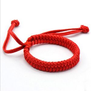 Chiński Knot Red Lina Bransoletka Handmade Braided String Bransoletki Hurtownie