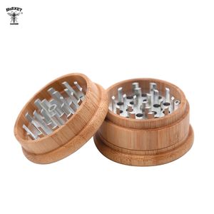 Hornet Natural Wood Smoking Herb Grinder With Engrave Logo 63MM 3 Piece Handmade Wooden Tobacco Grinders With Metal Teeth