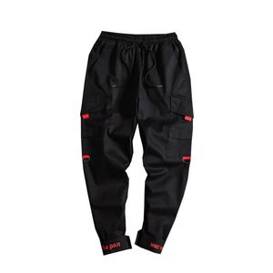 Plus Size Cargo-Arbeitshose für Herren im Techwear-Stil, elastische Taille, taktische Hose, einfarbig, Workout-Knöchel, 5XL