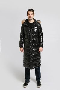 Mode Winter Jacket Mens Extra Long Duck Down Coats Jackor Hoodies Down Parkas Varm Överrock Fur Collar Windbreaker Vattentät Stor Storlek