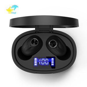 Vitog T15 TWS Bluetooth Earphone LED Display headphones D Stereo Music Noise Canceling Earbuds running sport Headsets
