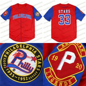 Maßgeschneidertes NLBM LEGACY JERSEY #33 PHIL ADEL PHIA STARS 100 % genähte Stickerei Vintage Jeder Name Jede Nummer