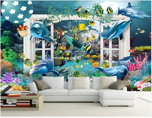 Пользовательские фото обоев для стен 3D фресок Фэнтези окна декорации подводного мира красивой гостиной телевизора диван фоне обои