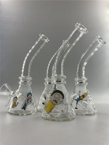 New Glass Bong Bong di vetro libera Dab Rig collo piegato Bong Recycler Oil Rigs Beaker Bong Pipe ad acqua