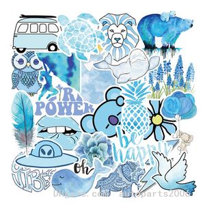 50Pcs Cute Blue VSCO Stylish Stickers Decals Waterproof Car Laptop Stickers Luggage Bottle Travel Case Vinyl Decals Wholesale