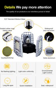 E27 LEDライト100W 80W 60W 110V 220V LEDの電球は倉庫ファクトリーガレージ地下飾りのための電球の変形可能な高出力LEDの電球