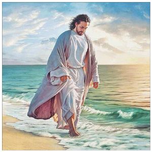 İsa Elmas Boyama toptan satış-5D DIY Karakter Elmas Boyama İsa sahil manzara elmas nakış kiti ev dekorasyon hediye