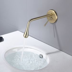 Wall Mounte Bathroom Faucet Solid Brass Matte Black Water Drop Design H & Cold Water Mixer Basin Tap Gun Grey