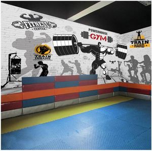 Пользовательские фото обои для стен 3d Gym фресок обои Кирпичные стены ретро спортивный зал клуба изображение стена фон обоев