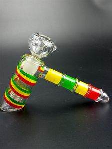 Mini pipe ad acqua in vetro Narghilè Mano colorata Inline Arm Tree Perc 14mm Joint Dab Rig