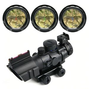 ACOG SCOPE Fiber Işıklı 4x32 Tüfek Optik Sight Kırmızı Taktik Tri Acog Prizmatik