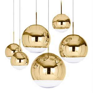 Nordic Modern Globe Glass Pendant Lampa Silver Guldfärg för matsal Living Room Kök Lätt Heminredning Belysning E27