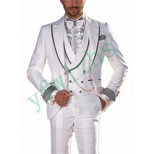 Klassischer One Button Handsome Groomsmen Peak Revers Bräutigam Smoking Herrenanzüge Hochzeit/Abschlussball Trauzeuge Blazer (Jacke + Hose + Weste + Krawatte) W174