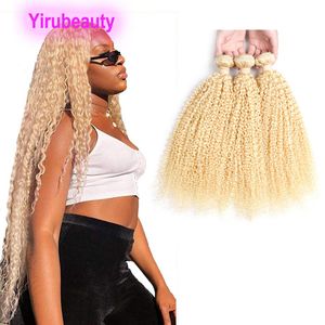 613 Color Peruvian Brazilian Human Hair Kinky Curly Three Bundles Blonde Hair Wefts Indian Virgin Hair 3 Pieces