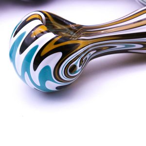 4" Glass Smoking pipes stripes facial makeup Manufacture hand-blown and beautifully handcrafted,spoon pipe Made of high quality