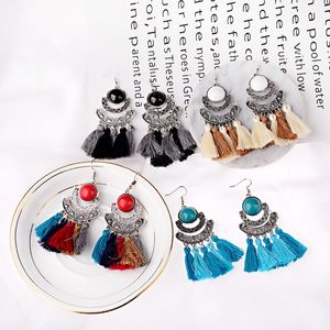 Thailand India 2020 Women's Fashion Cotton Silk Tassel Pendant Long Earrings Vintage Bohemian Gypsy Jewelry