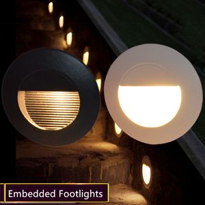 Outdoor / Indoor 86x86mm Okrągły / Kwadratowy LED Podziemna Lampa Wodoodporna Schody Lekkie Wbudowane Oświetlenie Step Deck Footlights