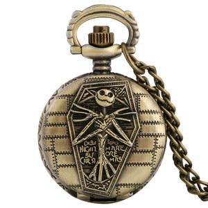 Antike Bronze Uhren Nightmare Quarz Taschenuhr Analog Display Uhr Halskette Kette reloj de bolsillo Weihnachtsgeschenk