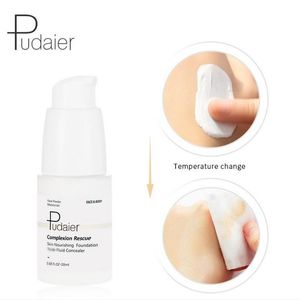 Pudaier 20ML Новые изменения температуры цвета Brighten Цвет кожи Жидкая Основа Основа для макияжа лица Обложка Lasting Concealer