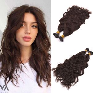 Natural Wave Keratin I tip Hair Extensions 100% Virgin Remy I tip Hair Dark Brown color Stick Hair 100g