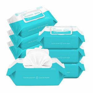 50PCS Disinfection Wipes 75% Alcohol Antiseptic Pads Alcohol Swabs Wet Wipes Skin Cleaning Care Sterilization Cleaning Tissue box