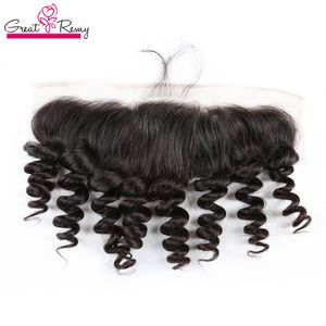 Greatremy Loose Wave Ear to Ear Lace Frontal Closure Hairpiece with Baby Hair Unprocessed Virgin Brazilian Human Hair Lace Frontal 13x4