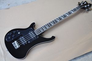 Left Handed 4 Strings Black Electric Bass Guitar with HH Pickups,Rosewood Fretboard