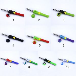 smoking Pipe Nector Collector kit Mini Water Pipes Silicone Bong with Titanium Nail Concentrate Straw Oil Rig