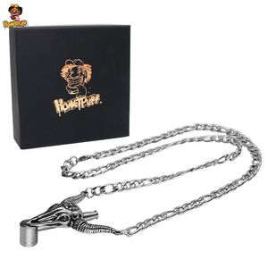 HONEYPUFF Metal Animal Design Necklace Smoking Pipe 340MM Stainless Steel Herb Tobacco Pipes Jewelry With Gift Box