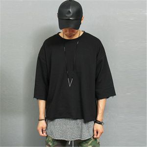 男の緩い肩のTシャツファッショントレンドのトレンドweliable wewableティーデザイナー男性原宿スタイル半袖トップスユニークな新しい因果関係