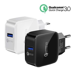 TOP Qualtiy QC3.0料金クイック充電器3.0 EU / US Fast Charger 18W Fast USB充電器iPhone Samsungスマートフォン用