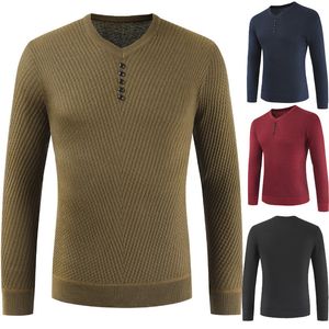 Ebainhui 2021 осенью и зимний мужской V-образным вырезом свитер вязать толстовка 5 кнопки Свитер мужчин мужские повседневные тонкие толстовки 1808-DL169
