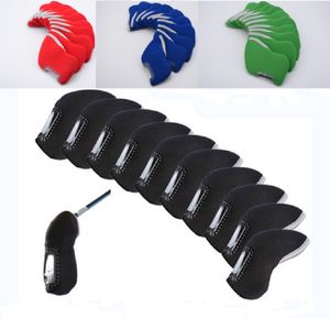 10 Pcs/set Plain Golf Iron Club Head Covers With Plastic Window Display,See through,Neoprene Material for irons ,Black,Green,Red,Royal Blue