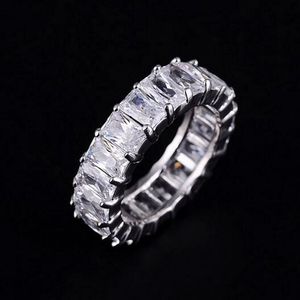 Lyxsmycken 100% SILOD 925 Sterling Silver Band Ring Big 3CT Diamond Cz Gemstone Ring Engagement Wedding Par Rings Set Wholesale