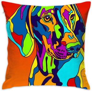 Vizsla Home Decor Cushion Case - Multi-color Zippered Pillow Cover (18 x18 ) by EU | Perfect Gift for Dog Lovers